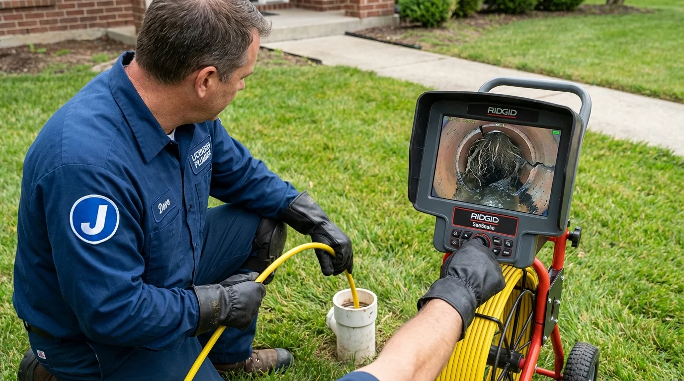 Sewer camera inspection being performed by Johns Plumbing LLC in Greenwood