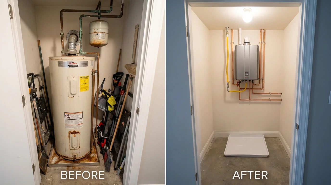 Tank water heater versus wall-mounted tankless unit comparison for Greenwood, MS homeowners