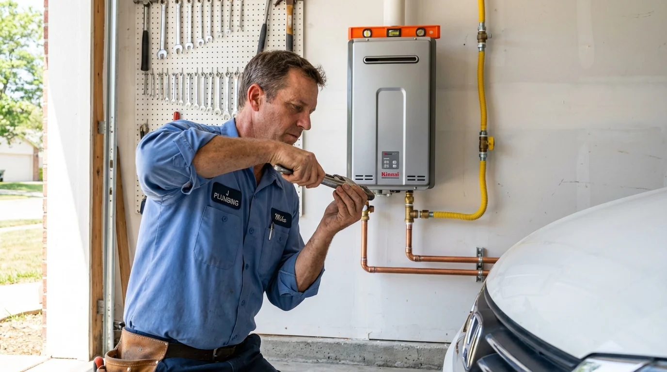 Tankless water heater installation by a Johns Plumbing LLC plumber in Greenwood